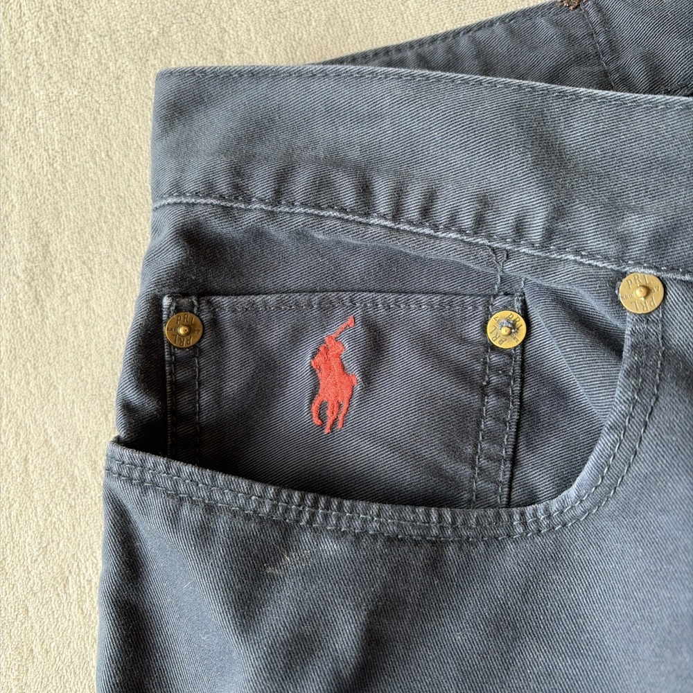 VTG Polo Ralph Lauren Pants Mens 33x30 Blue Cotton Chino Straight Five Pockets - Picture 2 of 7